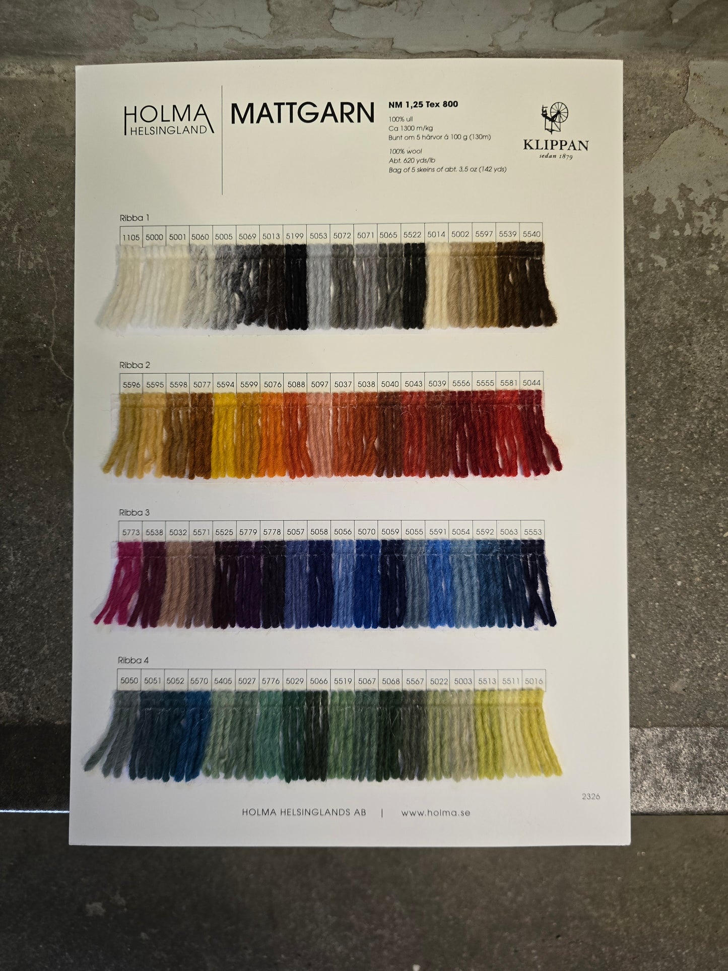 Klippan Ullgarn - Mattgarn Nm 1,25